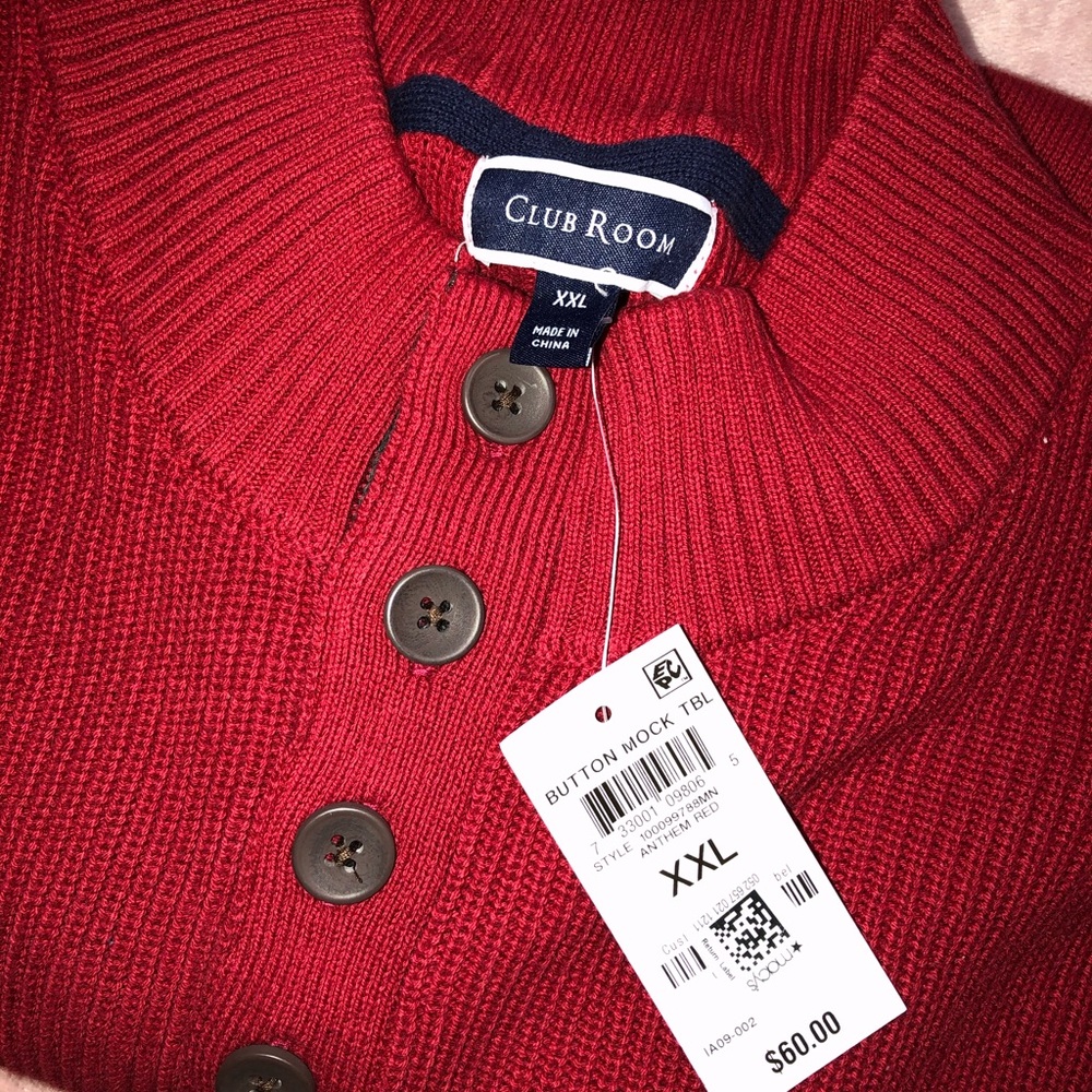 NWT Men’s Club Room Sweater Red XXL